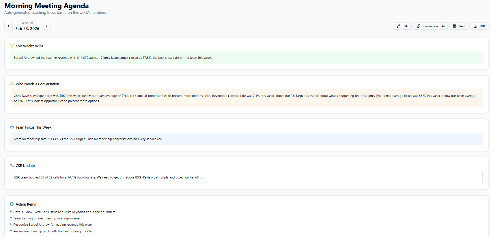 Morning Meeting Agenda